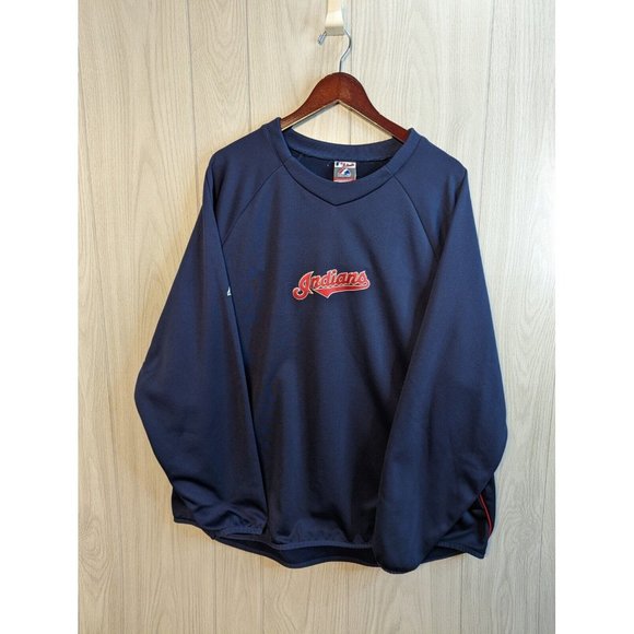 Majestic Other - Vtg Cleveland Indians Pullover Warm-Up Sweatshirt Majestic Authentic pockets 2xl